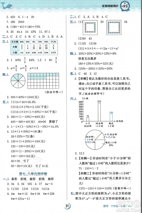 江西人民出版社2023年秋王朝霞德才兼备作业创新设计六年级上册数学人教版答案