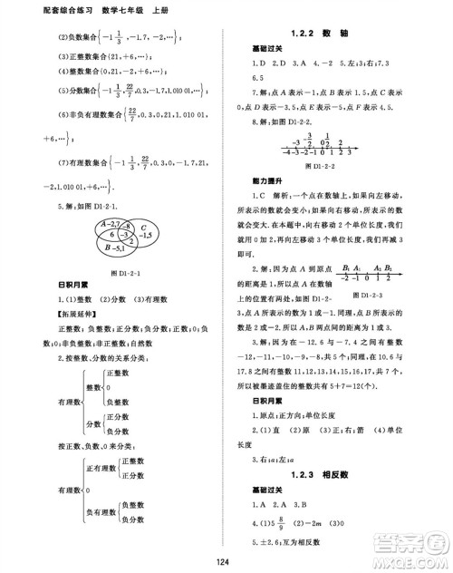 北京师范大学出版社2023年秋配套综合练习七年级数学上册人教版参考答案 北京师范大学出版社2023年秋配套综合练习七年级数学上册人教版参考答案
