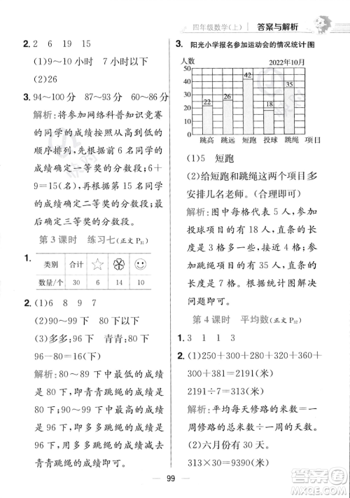 陕西人民教育出版社2023年秋小学教材全练四年级上册数学江苏版答案
