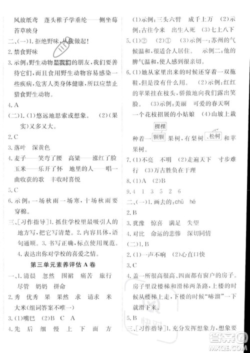 新疆青少年出版社2023年秋海淀单元测试AB卷三年级上册语文人教版答案 新疆青少年出版社2023年秋海淀单元测试AB卷三年级上册语文人教版答案