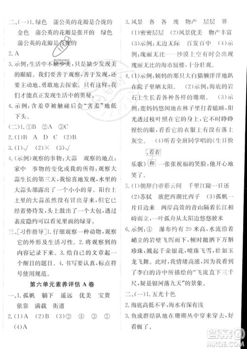 新疆青少年出版社2023年秋海淀单元测试AB卷三年级上册语文人教版答案 新疆青少年出版社2023年秋海淀单元测试AB卷三年级上册语文人教版答案