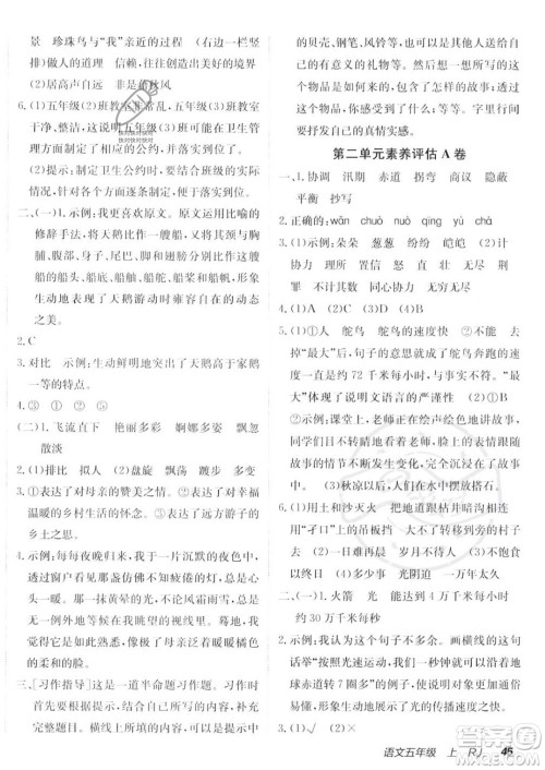 新疆青少年出版社2023年秋海淀单元测试AB卷五年级上册语文人教版答案 新疆青少年出版社2023年秋海淀单元测试AB卷五年级上册语文人教版答案