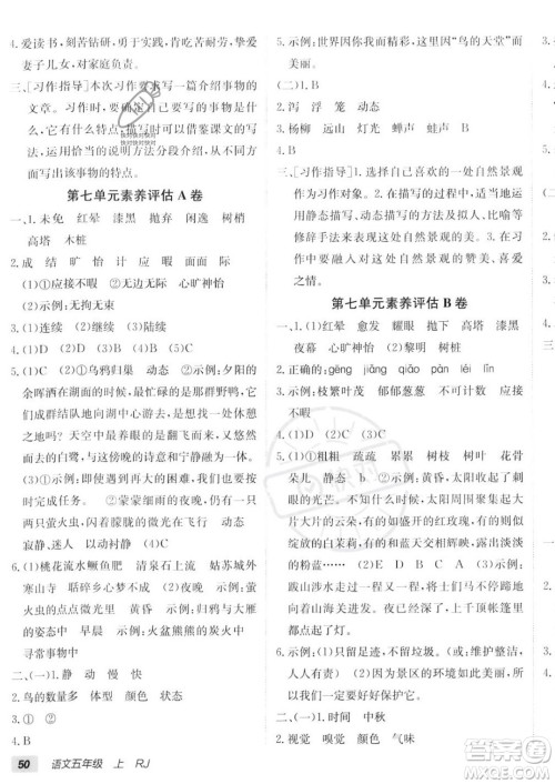 新疆青少年出版社2023年秋海淀单元测试AB卷五年级上册语文人教版答案 新疆青少年出版社2023年秋海淀单元测试AB卷五年级上册语文人教版答案