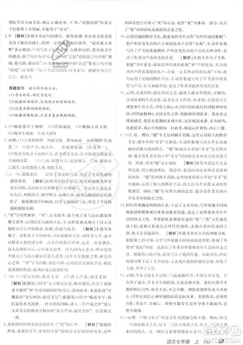 新疆青少年出版社2024年海淀单元测试AB卷七年级上册语文人教版答案