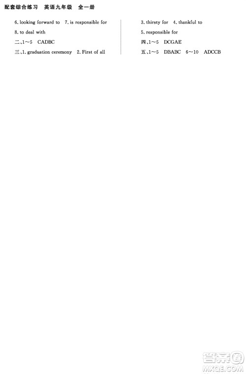 北京师范大学出版社2023年配套综合练习九年级英语全册人教版参考答案