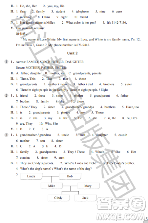 浙江教育出版社2023年秋英语作业本七年级上册英语人教版答案 浙江教育出版社2023年秋英语作业本七年级上册英语人教版答案