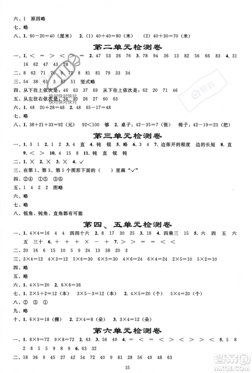 人民教育出版社2023年秋同步轻松练习二年级数学上册人教版答案 人民教育出版社2023年秋同步轻松练习二年级数学上册人教版答案