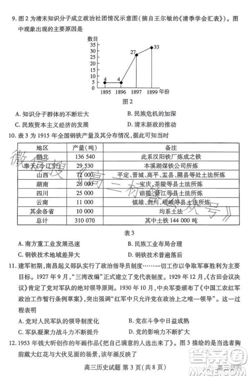 2024山东新高考联合质量测评9月联考高三历史试题答案 2024山东新高考联合质量测评9月联考高三历史试题答案