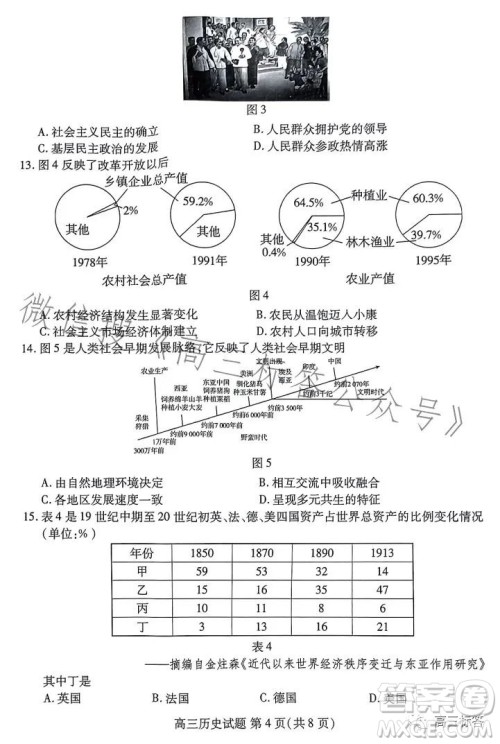 2024山东新高考联合质量测评9月联考高三历史试题答案