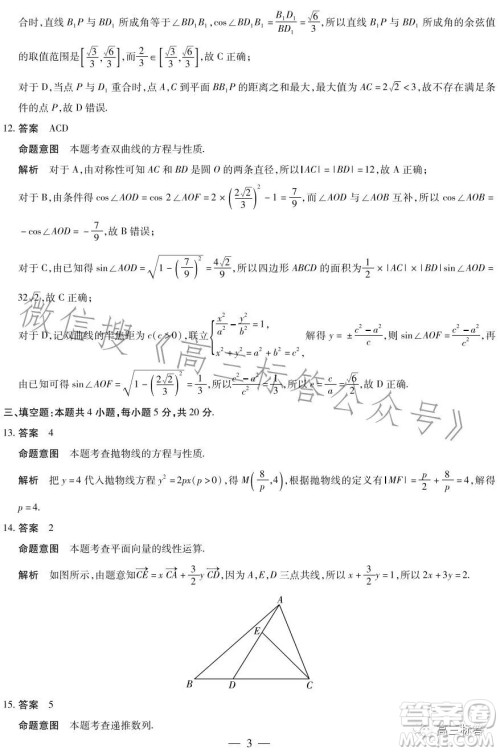 2023-2024学年高中毕业班阶段性测试一数学试卷答案