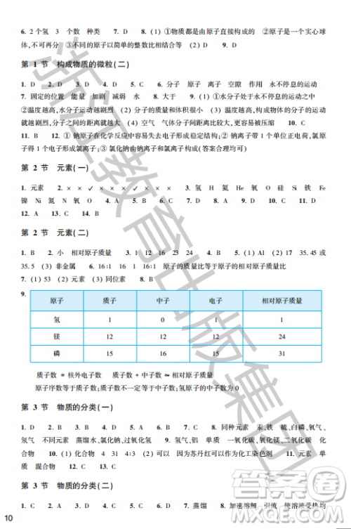 浙江教育出版社2023年秋科学作业本八年级科学上册华师大版答案