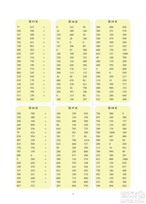 科学普及出版社2023年秋帮你学数学口算练习册三年级上册北师大版参考答案