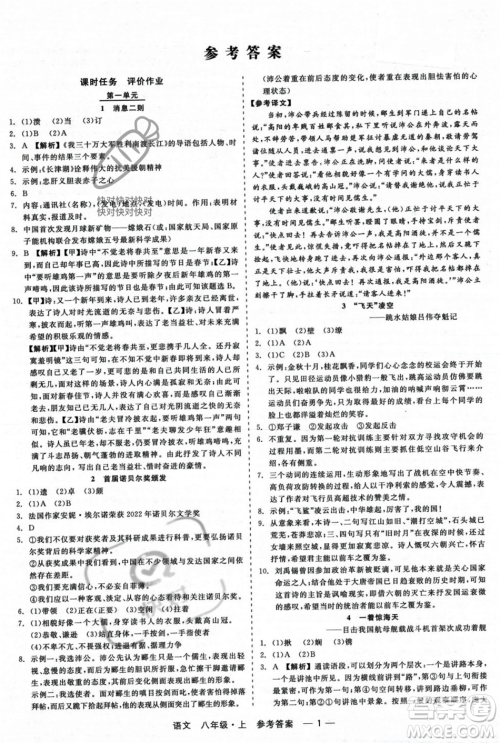 浙江工商大学出版社2023年秋精彩练习就练这一本八年级语文上册通用版答案