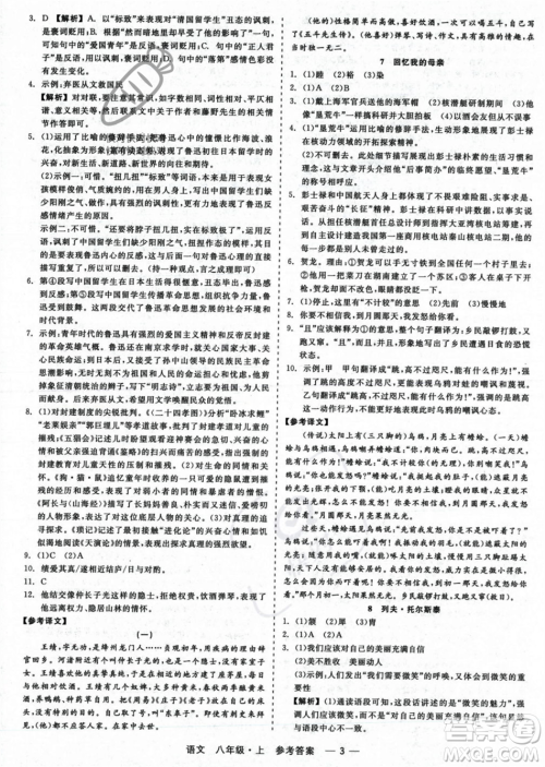 浙江工商大学出版社2023年秋精彩练习就练这一本八年级语文上册通用版答案