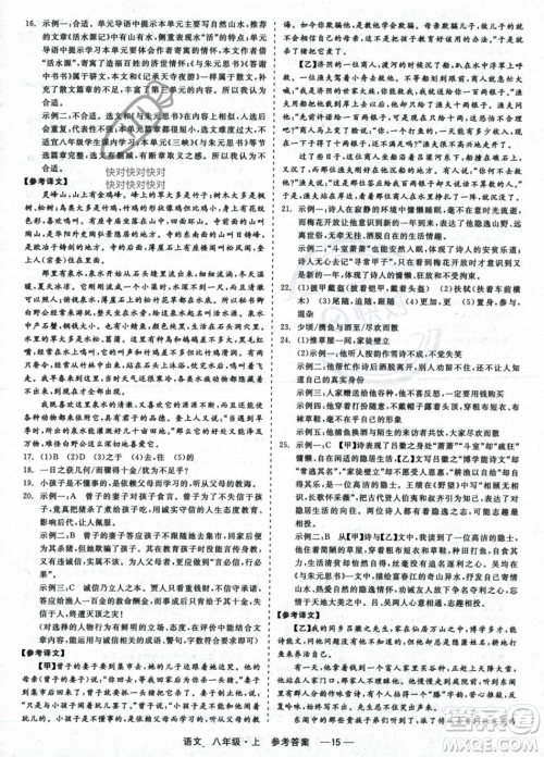 浙江工商大学出版社2023年秋精彩练习就练这一本八年级语文上册通用版答案