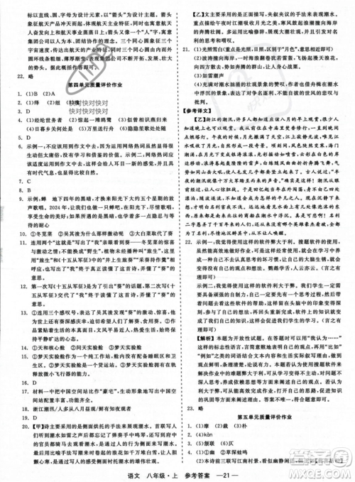 浙江工商大学出版社2023年秋精彩练习就练这一本八年级语文上册通用版答案