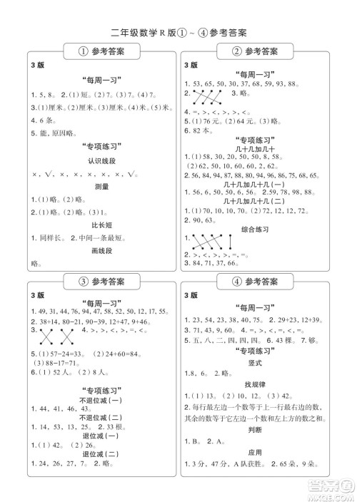 时代学习报数学周刊2023-2024学年度二年级人教版1-4期答案 时代学习报数学周刊2023-2024学年度二年级人教版1-4期答案