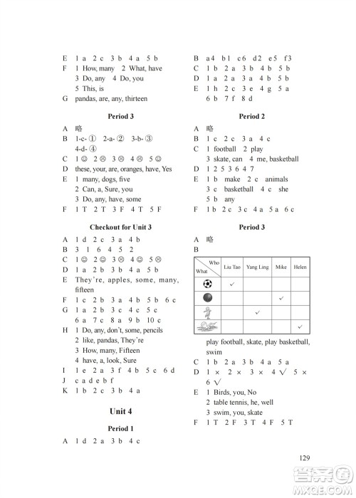 译林出版社2023年秋课课练小学英语四年级上册第3版参考答案 译林出版社2023年秋课课练小学英语四年级上册第3版参考答案
