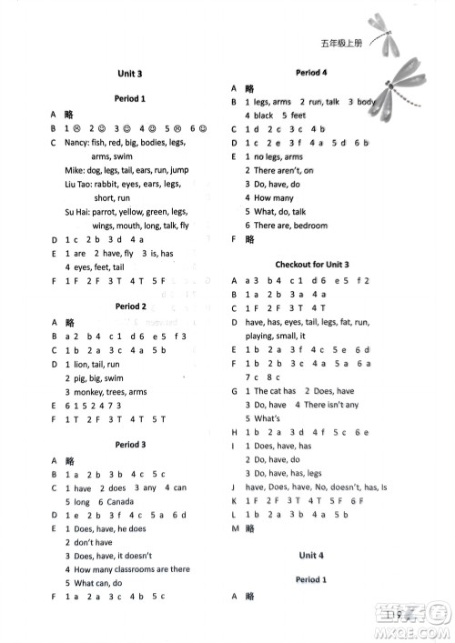 译林出版社2023年秋课课练小学英语五年级上册第3版参考答案 译林出版社2023年秋课课练小学英语五年级上册第3版参考答案