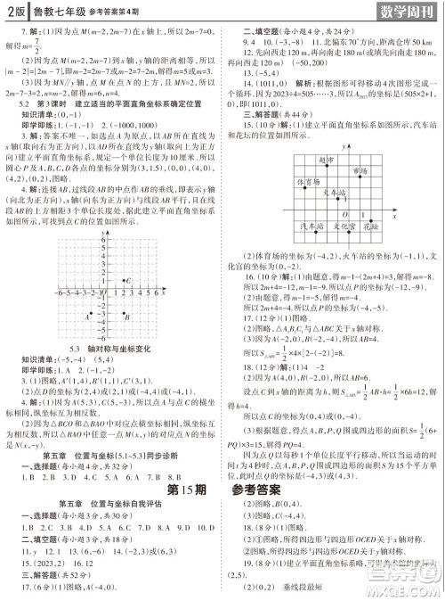 2023年秋学习方法报数学周刊七年级上册鲁教版第4期参考答案 2023年秋学习方法报数学周刊七年级上册鲁教版第4期参考答案