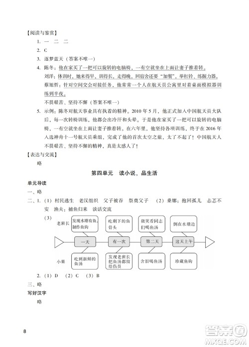 广州出版社2023年秋阳光学业评价六年级语文上册人教版参考答案
