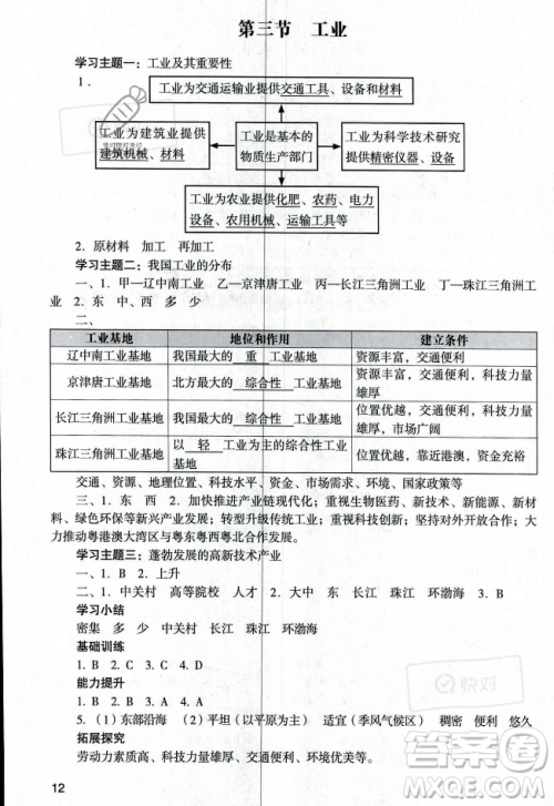 广州出版社2023年秋阳光学业评价八年级地理上册人教版答案