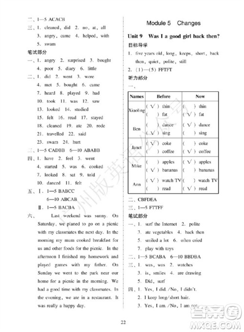 广州出版社2023年秋小学英语目标实施手册六年级上册广州教科版参考答案 广州出版社2023年秋小学英语目标实施手册六年级上册广州教科版参考答案