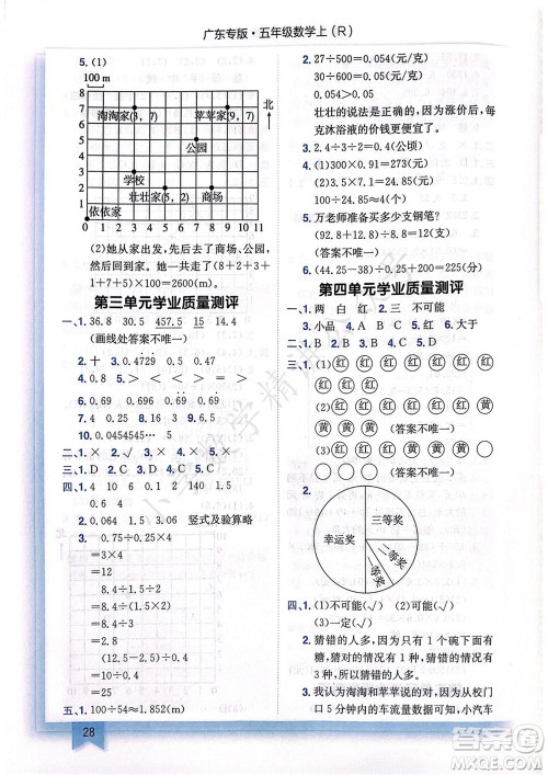 龙门书局2023年秋黄冈小状元作业本五年级数学上册人教版广东专版参考答案 龙门书局2023年秋黄冈小状元作业本五年级数学上册人教版广东专版参考答案
