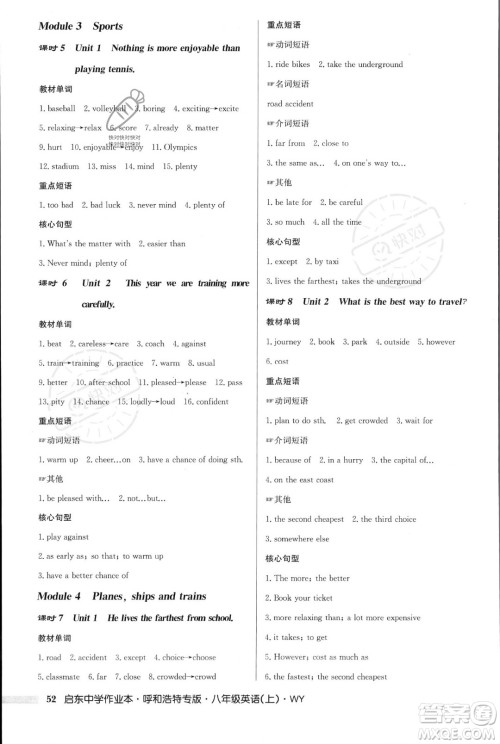 龙门书局2023年秋启东中学作业本八年级英语上册外研版呼和浩特专版答案 龙门书局2023年秋启东中学作业本八年级英语上册外研版呼和浩特专版答案