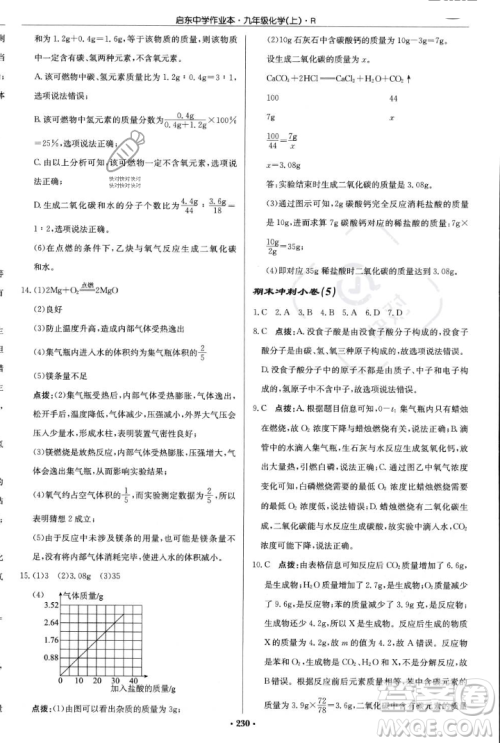 龙门书局2023年秋启东中学作业本九年级化学上册人教版答案