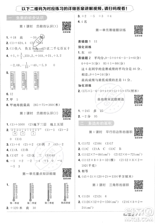 江西教育出版社2023年秋阳光同学课时优化作业五年级数学上册苏教版答案