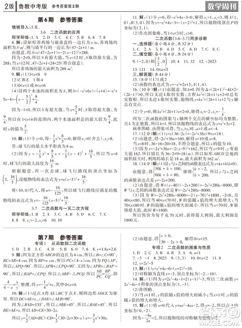 2023年秋学习方法报数学周刊九年级上册鲁教版中考专版第2期参考答案