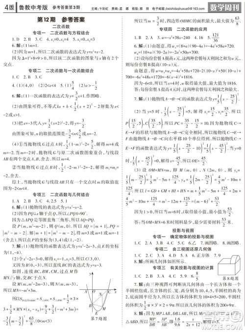 2023年秋学习方法报数学周刊九年级上册鲁教版中考专版第3期参考答案