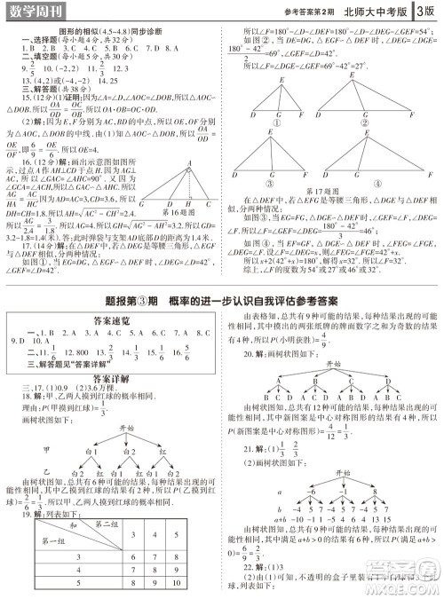 2023年秋学习方法报数学周刊九年级上册北师大版中考专版第2期参考答案