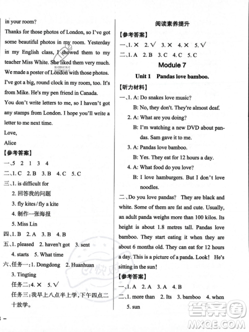 辽宁教育出版社2023年秋PASS小学学霸作业本六年级英语上册外研版一起点答案
