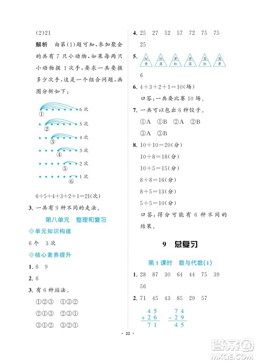 海南出版社2023年秋新课程学习指导二年级数学上册人教版参考答案