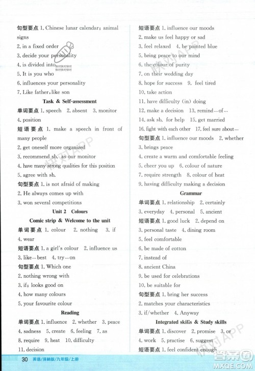 安徽教育出版社2023年秋新编基础训练九年级英语上册译林版答案 安徽教育出版社2023年秋新编基础训练九年级英语上册译林版答案