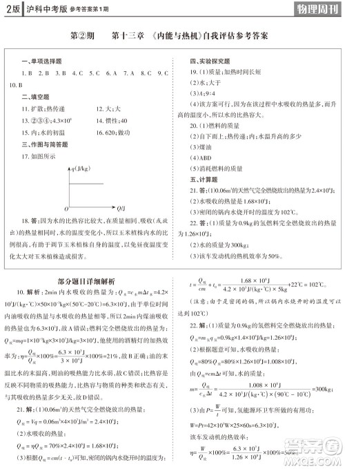 2023年秋学习方法报物理周刊九年级上册沪科版中考专版第1期参考答案