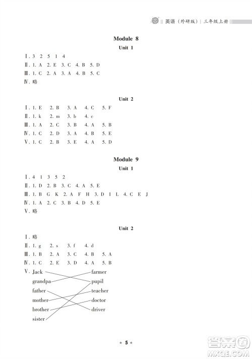 海南出版社2023年秋新课程课堂同步练习册三年级英语上册外研版参考答案 海南出版社2023年秋新课程课堂同步练习册三年级英语上册外研版参考答案