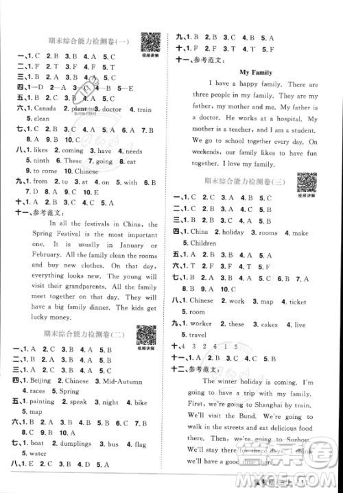 江西教育出版社2023年秋阳光同学课时优化作业五年级英语上册冀教版答案 江西教育出版社2023年秋阳光同学课时优化作业五年级英语上册冀教版答案