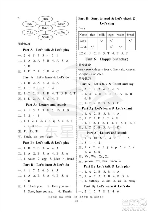 华南理工大学出版社2023年秋同步拓展三年级英语上册人教版中山专版参考答案 华南理工大学出版社2023年秋同步拓展三年级英语上册人教版中山专版参考答案