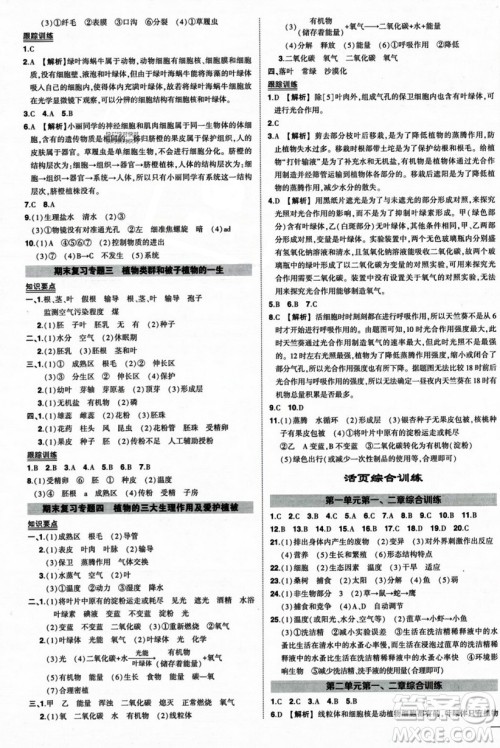 吉林教育出版社2023年秋状元成才路创优作业七年级生物上册人教版答案 吉林教育出版社2023年秋状元成才路创优作业七年级生物上册人教版答案