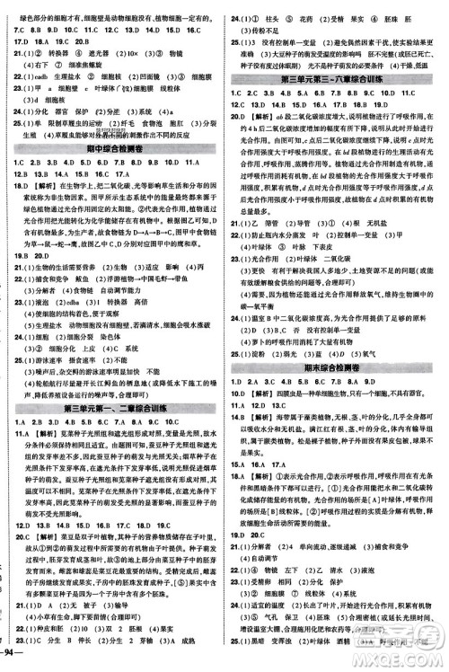 吉林教育出版社2023年秋状元成才路创优作业七年级生物上册人教版答案 吉林教育出版社2023年秋状元成才路创优作业七年级生物上册人教版答案