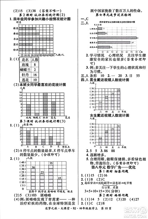 天津科学技术出版社2023年秋追梦之旅大课堂四年级数学上册人教版答案