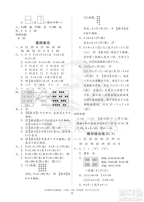 华南理工大学出版社2023年秋小学数学单元测试卷二年级上册人教版参考答案 华南理工大学出版社2023年秋小学数学单元测试卷二年级上册人教版参考答案