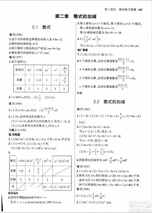 人民教育出版社2023年秋课本教材七年级数学上册人教版答案