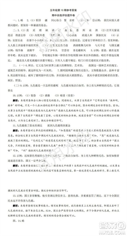 学习方法报2023年秋季小学语文五年级第9-12期答案