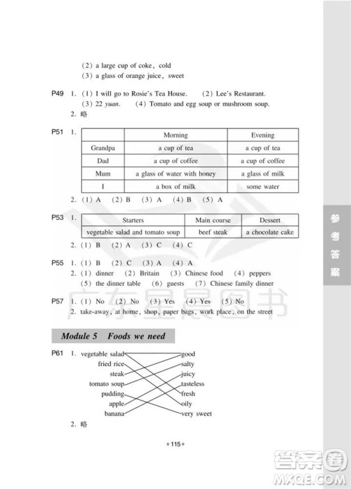 华南理工大学出版社2023年秋新编小学英语拓展读与写五年级上册教科版广州专版参考答案