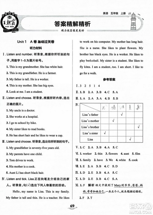 江西人民出版社2023年秋王朝霞培优100分五年级英语上册冀教版答案 江西人民出版社2023年秋王朝霞培优100分五年级英语上册冀教版答案