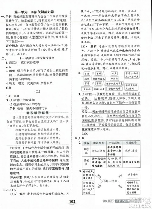 江西人民出版社2023年秋王朝霞培优100分六年级语文上册人教版答案 江西人民出版社2023年秋王朝霞培优100分六年级语文上册人教版答案